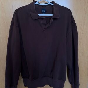 GAP Unisex Chocolate Brown Heavyweight Polo Sweatshirt S/M